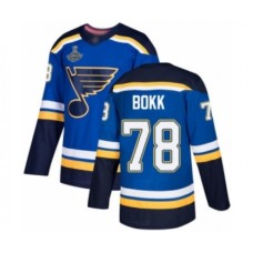 Men St. Louis Blues #78 Dominik Bokk Authentic Royal Blue Home 2019 Stanley Cup Champions Hockey Jersey