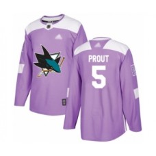 Men San Jose Sharks #5 Dalton Prout Authentic Purple Fights Cancer Practice Hockey Stitched Jersey