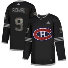 Men Adidas Montreal Canadiens #9 Maurice Richard Black Authentic Classic Stitched NHL Jersey