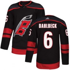 Men Adidas Carolina Hurricanes #6 Klas Dahlbeck Premier Black Alternate NHL Jersey