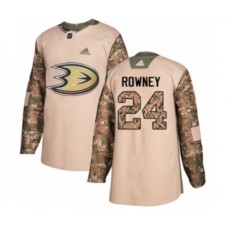 Men Adidas Anaheim Ducks #24 Carter Rowney Authentic Camo Veterans Day Practice NHL Jersey