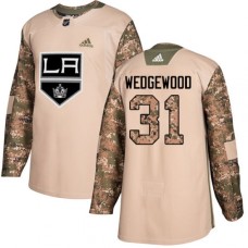 Men Adidas Los Angeles Kings #31 Scott Wedgewood Authentic Camo Veterans Day Practice NHL Jersey