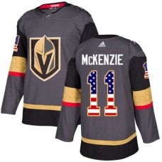 Men Adidas Vegas Golden Knights #11 Curtis McKenzie Authentic Gray USA Flag Fashion NHL Jersey