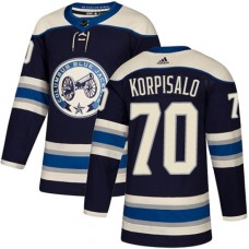 Men Adidas Columbus Blue Jackets #70 Joonas Korpisalo Authentic Navy Blue Alternate NHL Jersey