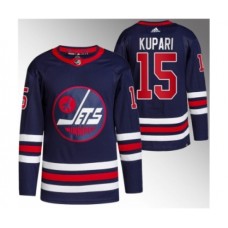 Men Winnipeg Jets #15 Rasmus Kupari 2021-22 Navy Stitched Jersey