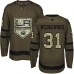 Men Adidas Los Angeles Kings #31 Scott Wedgewood Authentic Green Salute to Service NHL Jersey