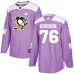 Men Adidas Pittsburgh Penguins #76 Calen Addison Authentic Purple Fights Cancer Practice NHL Jersey