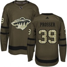 Men Adidas Minnesota Wild #39 Nate Prosser Premier Green Salute to Service NHL Jersey