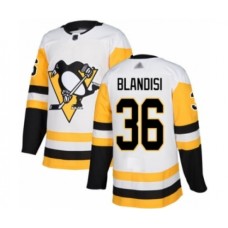 Men Pittsburgh Penguins #36 Joseph Blandisi Authentic White Away Hockey Stitched Jersey