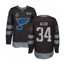 Men St. Louis Blues #34 Jake Allen Authentic Black 1917-2017 100th Anniversary 2019 Stanley Cup Final Bound Hockey Jersey