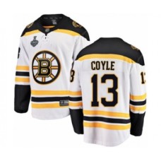 Men Boston Bruins #13 Charlie Coyle Authentic White Away Fanatics Branded Breakaway 2019 Stanley Cup Final Bound Hockey Jersey