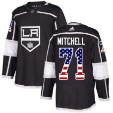 Men Adidas Los Angeles Kings #71 Torrey Mitchell Authentic Black USA Flag Fashion NHL Jersey