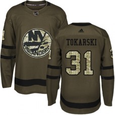 Men Adidas New York Islanders #31 Dustin Tokarski Authentic Green Salute to Service NHL Jersey