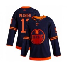 Men Edmonton Oilers #11 Mark Messier Authentic Navy Blue Alternate Hockey Stitched Jersey