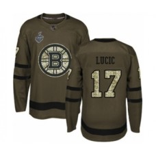 Men Boston Bruins #17 Milan Lucic Authentic Green Salute to Service 2019 Stanley Cup Final Bound Hockey Jersey