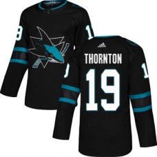 Men Adidas San Jose Sharks #19 Joe Thornton Premier Black Alternate NHL Jersey