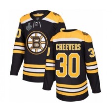 Men Boston Bruins #30 Gerry Cheevers Authentic Black Home 2019 Stanley Cup Final Bound Hockey Jersey