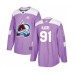 Men Colorado Avalanche #91 Nazem Kadri Authentic Purple Fights Cancer Practice Hockey Stitched Jersey