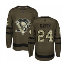 Men Pittsburgh Penguins #24 Dominik Kahun Authentic Green Salute to Service Hockey Stitched Jersey