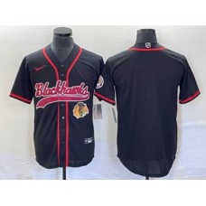 Men Nike Chicago Blackhawks Blank Black Cool Base Stitched Baseball Jersey