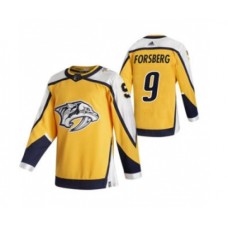 Men Nashville Predators #9 Filip Forsberg Yellow 2020-21 Reverse Retro Alternate Hockey Stitched Jersey