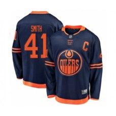 Men Edmonton Oilers #41 Mike Smith Authentic Navy Blue Alternate Fanatics Branded Breakaway Hockey Stitched Jersey