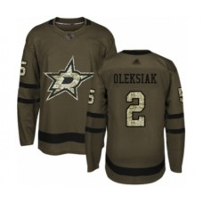 Men Dallas Stars #2 Jamie Oleksiak Authentic Green Salute to Service Hockey Stitched Jersey