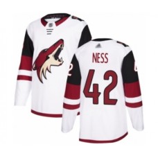 Men Arizona Coyotes #42 Aaron Ness Authentic White Away Hockey Stitched Jersey