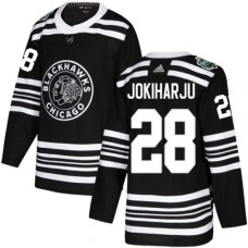 Men Adidas Chicago Blackhawks #28 Henri Jokiharju Authentic Black 2019 Winter Classic NHL Jersey