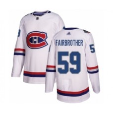 Men Montreal Canadiens #59 Gianni Fairbrother Authentic White 2017 100 Classic Hockey Stitched Jersey