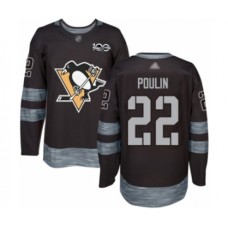 Men Pittsburgh Penguins #22 Samuel Poulin Authentic Black 1917-2017 100th Anniversary Hockey Stitched Jersey