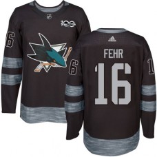 Men Adidas San Jose Sharks #16 Eric Fehr Authentic Black 1917-2017 100th Anniversary NHL Jersey