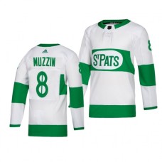 Men Adidas Toronto Maple Leafs #8 Jake Muzzin adidas White 2019 St. Patrick Day Authentic Player Stitched NHL Jersey