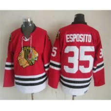 Men Chicago Blackhawks #35 Tony Esposito Red Throwback Stitched Jersey