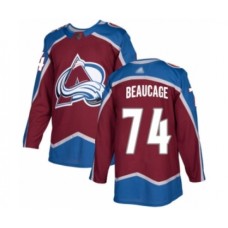 Men Colorado Avalanche #74 Alex Beaucage Authentic Burgundy Red Home Hockey Stitched Jersey