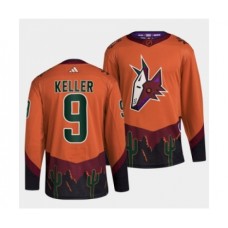 Men Arizona Coyotes #9 Clayton Keller Orange 2022-23 Reverse Retro Stitched Jersey