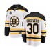 Men Boston Bruins #30 Gerry Cheevers Authentic White Away Fanatics Branded Breakaway 2019 Stanley Cup Final Bound Hockey Jersey