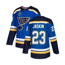 Men St. Louis Blues #23 Dmitrij Jaskin Authentic Royal Blue Home 2019 Stanley Cup Final Bound Hockey Jersey