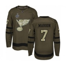 Men St. Louis Blues #7 Patrick Maroon Authentic Green Salute to Service 2019 Stanley Cup Final Bound Hockey Jersey