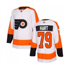 Men Philadelphia Flyers #79 Carter Hart Authentic White Away Hockey Stitched Jersey