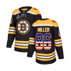 Men Boston Bruins #86 Kevan Miller Authentic Black USA Flag Fashion 2019 Stanley Cup Final Bound Hockey Jersey