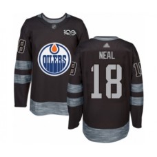 Men Edmonton Oilers #18 James Neal Authentic Black 1917-2017 100th Anniversary Hockey Stitched Jersey