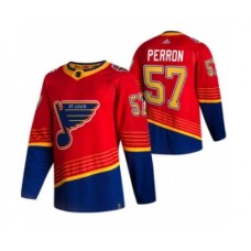 Men St. Louis Blues #57 David Perron Red 2020-21 Reverse Retro Alternate Hockey Stitched Jersey