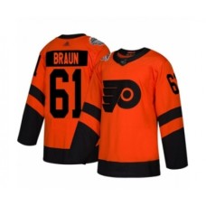 Men Philadelphia Flyers #61 Justin Braun Authentic Orange 2019 Stadium Series Hockey Stitched Jersey