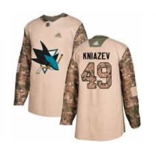 Men San Jose Sharks #49 Artemi Kniazev Authentic Camo Veterans Day Practice Hockey Stitched Jersey