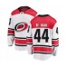 Men Carolina Hurricanes #44 Calvin De Haan Authentic White Away Fanatics Branded Breakaway NHL Jersey