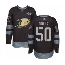 Men Adidas Anaheim Ducks #50 Benoit-Olivier Groulx Authentic Black 1917-2017 100th Anniversary NHL Jersey