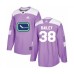 Men Vancouver Canucks #38 Justin Bailey Authentic Purple Fights Cancer Practice Hockey Stitched Jersey