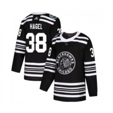 Men Chicago Blackhawks #38 Brandon Hagel Adidas Authentic 2019 Winter Classic Black Stitched Jersey