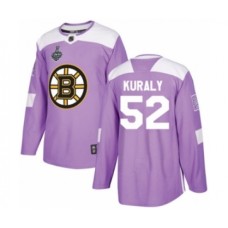 Men Boston Bruins #52 Sean Kuraly Authentic Purple Fights Cancer Practice 2019 Stanley Cup Final Bound Hockey Jersey